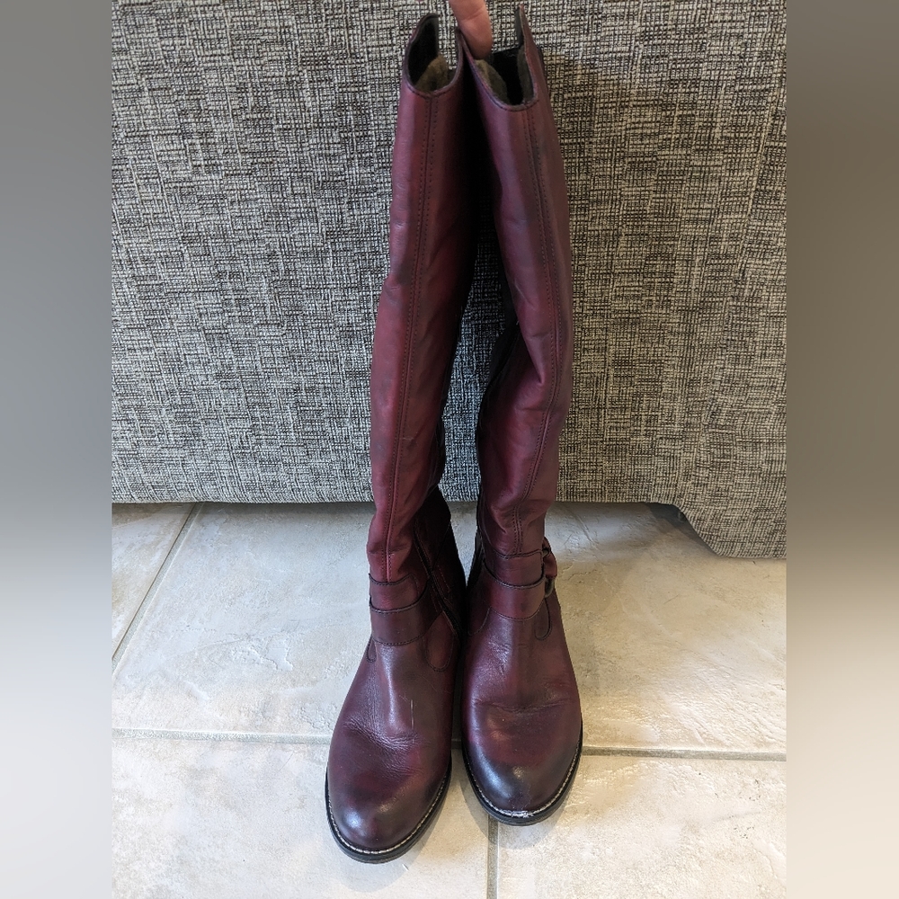 Burgundy/wine red leather knee high boots by remonte Remonte size 38 - Picture 3 of 5